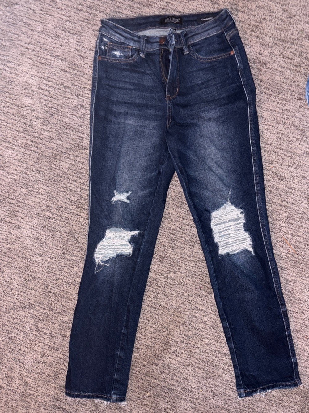 Judy Blue Two-Tone Dark Blue Ankle Skinny Jeans size 1 - Picture 2 of 3